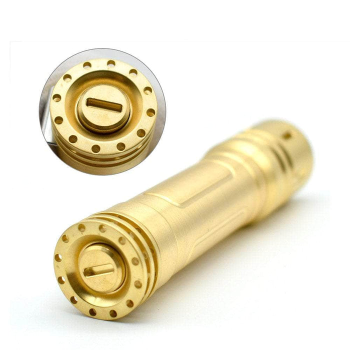 A ReyLight LAN Brass atomizer with a hole in it.