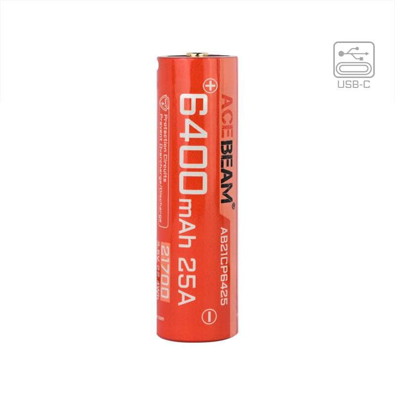 Acebeam 21700 6400mAh 25A USB-C rechargeable battery
