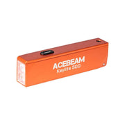 The Acebeam Keylite 500 USB-C Keychain Light is an orange rectangular flashlight with "ACEBEAM Keylite 500" printed on the side, a top power button, dual front LEDs, and convenient USB-C rechargeable portable lighting.