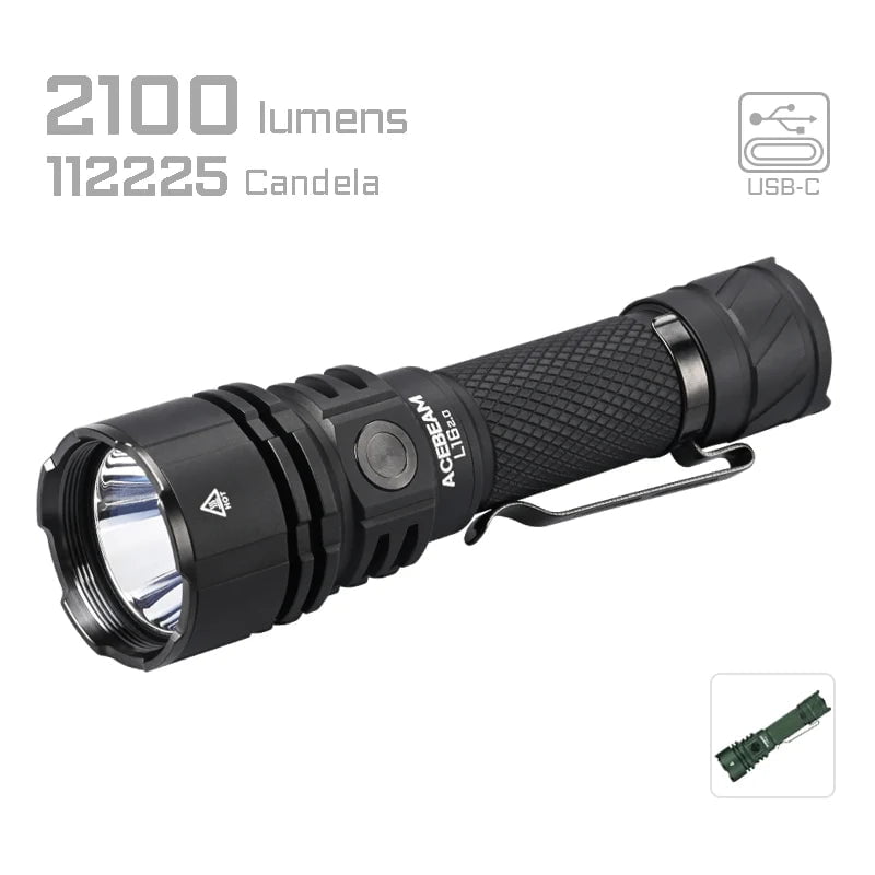 acebeam x60 rechargeable led flashlight lowest price L16 2.0 Tactical Flashlight with SFT-42R LED