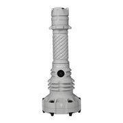 An Acebeam P20 Mini, a gray, cylindrical industrial flashlight featuring a textured grip, a black button, and a wide, sturdy base, stands upright against a white background—showcasing its rugged design for reliability and long-lasting performance.
