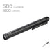 A compact black flashlight labeled "Acebeam PT20" with an attached clip, offering 500 lumens and 1600 candela.