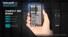 A person is holding an Acebeam Terminator M1 Dual Head LEP Flashlight.