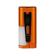 The Acebeam UC3A is a compact EDC flashlight in orange, featuring a black clip, white light panel, and a textured twist cap, shown here on a white background. This USB-C rechargeable flashlight is perfect for everyday carry needs.