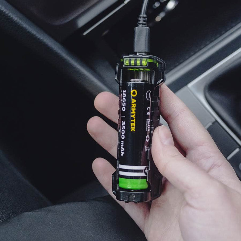 Armytek Handy C1 Pro automatic battery charger feature diagram