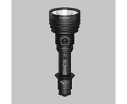 The Armytek Barracuda Pro Max Magnet USB flashlight, featuring a textured grip and large head, is displayed vertically against a gray background, showcasing its robust design and convenient Magnet USB charging.