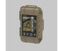 A tan hard-shell case labeled with "Armytek Dobermann Pro Max," product details, and an illustrated animal eye appears on a gray background.