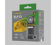 The Armytek Elf C1 USB-C White flashlight, featuring a bird design, boasts specifications such as a max output of 1000 lumens, an impressive runtime of 2 months, and a 103-meter throw. It includes a USB-C charger and comes with a reassuring 10-year warranty.