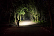 Elf C2 Max LR illuminating a forest path with a central hotspot and side spill