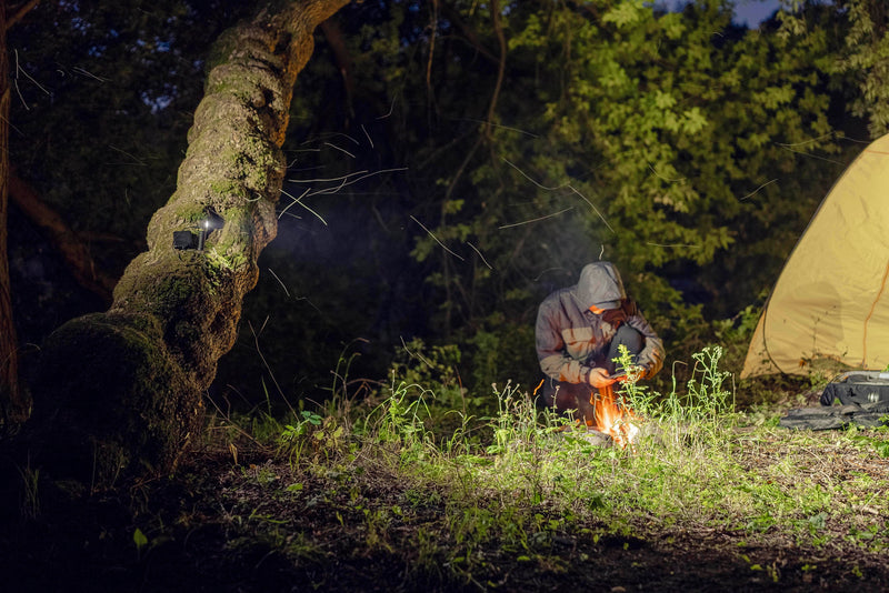 Elf C2 Max illuminating a campsite from a tree
