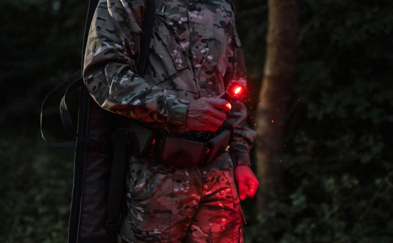 Elf C2 Max WR used as a handheld red light in the forest