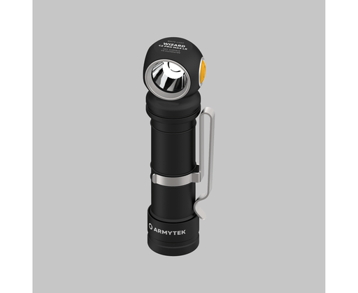 The Armytek Wizard C2 Pro Max LR - Warm is a warm flashlight that features a convenient handle for easy gripping.