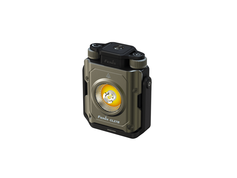 The Fenix CL27R lantern features a sturdy design with a prominent central light and includes the convenience of USB-C recharging.