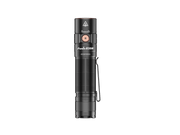 The Fenix E35R rechargeable LED flashlight is showcased elegantly against a black background, capturing the essence of a sleek, high-performance everyday carry flashlight.