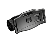 A black belt buckle with a matte finish, featuring a side locking mechanism labeled "OPEN," perfectly complements the Fenix HM60R outdoor headlamp.