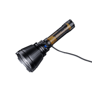 The Fenix HT18R flashlight, featuring a wide head and delivering 2800-lumen brightness, comes with a charging cable for added convenience. It's perfect for those looking for a reliable hunting light.