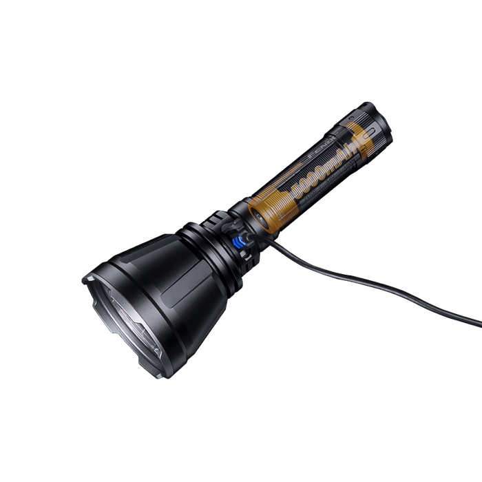 The Fenix HT18R flashlight, featuring a wide head and delivering 2800-lumen brightness, comes with a charging cable for added convenience. It's perfect for those looking for a reliable hunting light.