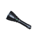 The Fenix HT18R is a black flashlight ideal for hunting light needs, showcasing a textured grip and silver accents on its white casing. It offers an impressive 2800-lumen output, with a green button on the side ensuring outstanding beam distance.
