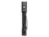 The Fenix LD22 V2.0, a compact EDC flashlight boasting an 800 Lumens output, with a textured grip and clip, stands upright against a plain black background.