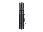 Meet the Fenix PD36R V2, a black handheld flashlight that offers a textured grip and comes equipped with a handy side clip. The power button is conveniently located near the top. With an impressive 1700 Lumens of brightness and USB Type-C Charging, this flashlight guarantees you'll never be without light.
