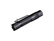 The Fenix PD36R V2 is a tactical flashlight with a sleek black design, delivering 1700 lumens of brightness. It includes a side clip for easy attachment, a textured grip for secure handling, and an on/off button. Plus, it conveniently charges via USB Type-C.