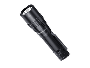 A black flashlight with a textured grip, labeled "Fenix PD40R V3.0," features a super bright LED that boasts 3000 lumens. This rechargeable flashlight is shown against a black background.