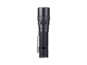 The Fenix PD40R V3.0, a black tactical flashlight with 3000 lumens, a textured grip, and a pocket clip, is displayed vertically against a black background.