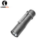 The Lumintop FW1AA is a compact EDC flashlight with textured grip and pocket clip, delivering 800 lumens. Shown angled on a white background, it features the Lumintop logo in the top left corner.