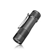 The Lumintop FWAA is a compact, black EDC flashlight with a textured grip and metal clip, delivering up to 1600 lumens. It is shown against a white background.