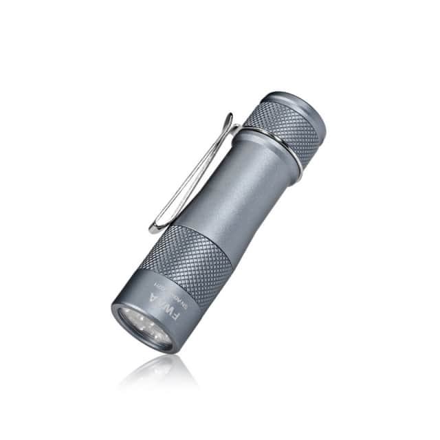 The Lumintop FWAA is a compact, metallic gray EDC flashlight with a pocket clip, shown angled on white. It delivers up to 1600 lumens—ideal for everyday carry.