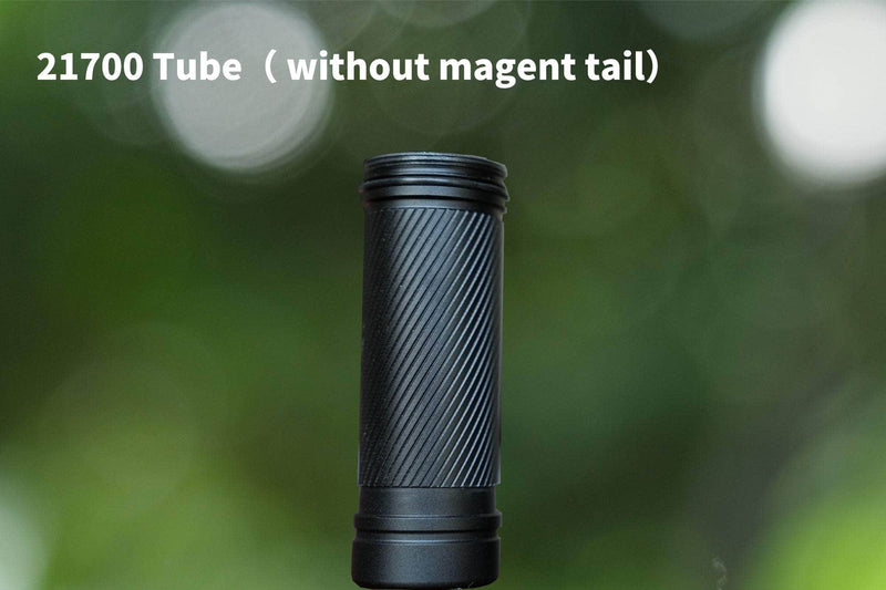A black Manker 21700 Tube for MC13 II - E14 IV with the words 1700 tube without magnet tail.