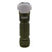 A green Manker E03H III Everyday Carry Flashlight, boasting 1200 lumens, features a textured grip and a white diffuser cap.