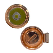 A Manker E05 II - Copper bottle opener with a green lid, designed for versatility.