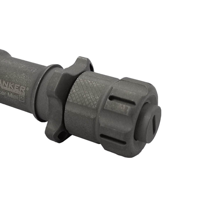 A lightweight black handle for a Manker Striker Mini Titanium EDC Flashlight with a compact size.