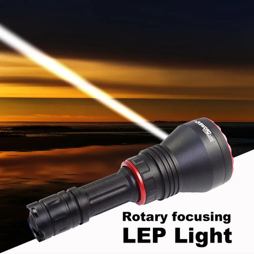Maxtoch LA60S rotary focusing LEP flashlight in black with red focusing ring