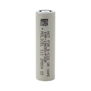 A white cylindrical Molicel P30B 18650 3000mAh 30A battery displays specs, a QR code, and the label "NOT FOR E-CIG OR VAPE" on its casing.