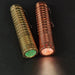 Two ReyLight Dawn - Copper flashlights with different colors on them.