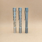 Side profile of the ReyLight Krystal penlights showing the geometric body machining