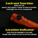 The Skilhunt M150 V4 EDC AA 14500 USB flashlight in red features a lock-out by clicking the switch 4 times, a location indicator that activates with a double click for easy finding in the dark, and convenient USB magnetic charging.