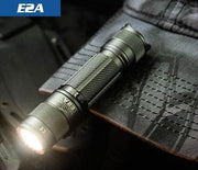 Skilhunt E2A clipped to a cap brim for hands-free illumination