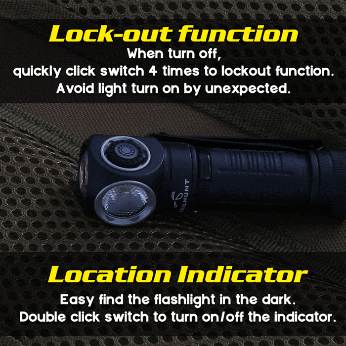 An image of a Skilhunt flashlight with a lockout function.