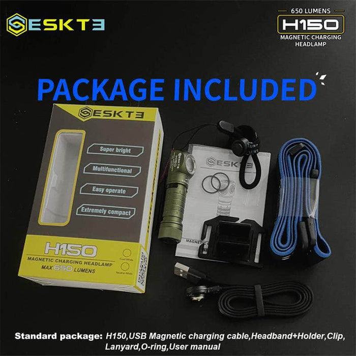 A package with a Skilhunt H150 flashlight and other items.