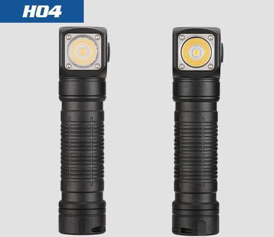Skilhunt H04 headlamp front views showing TIR and reflector LED configurations