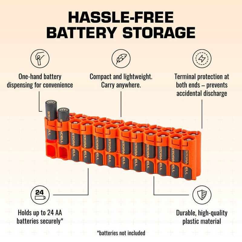 Storacell AA 24-battery caddy in orange – image 3