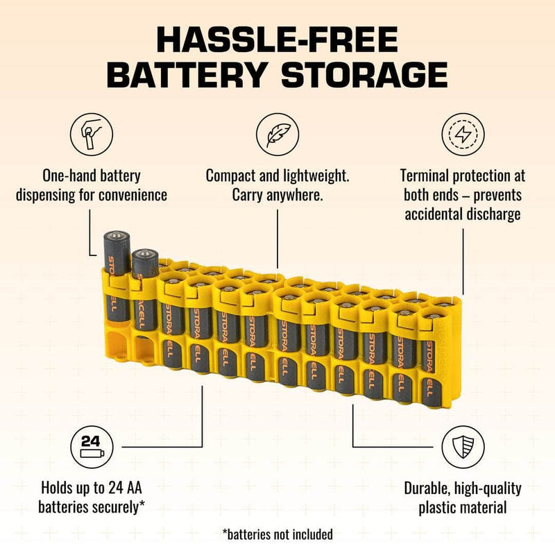 Storacell AA 24-battery caddy in yellow – image 3