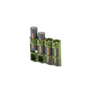Military Green Storacell SlimLine AA caddy with two batteries partially removed for quick access