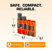 Storacell SlimLine AA 4-Battery Caddy dimensions and compact grid design
