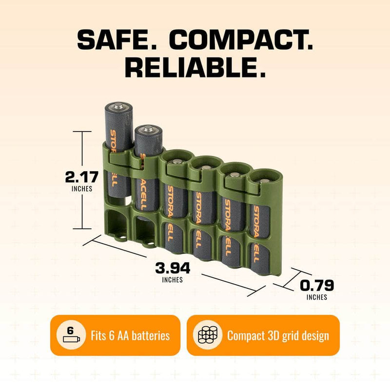 Storacell SlimLine AA 6-battery caddy in military green – view 4