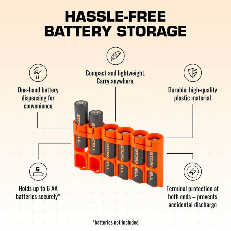 Storacell SlimLine AA 6-battery caddy in orange – view 4
