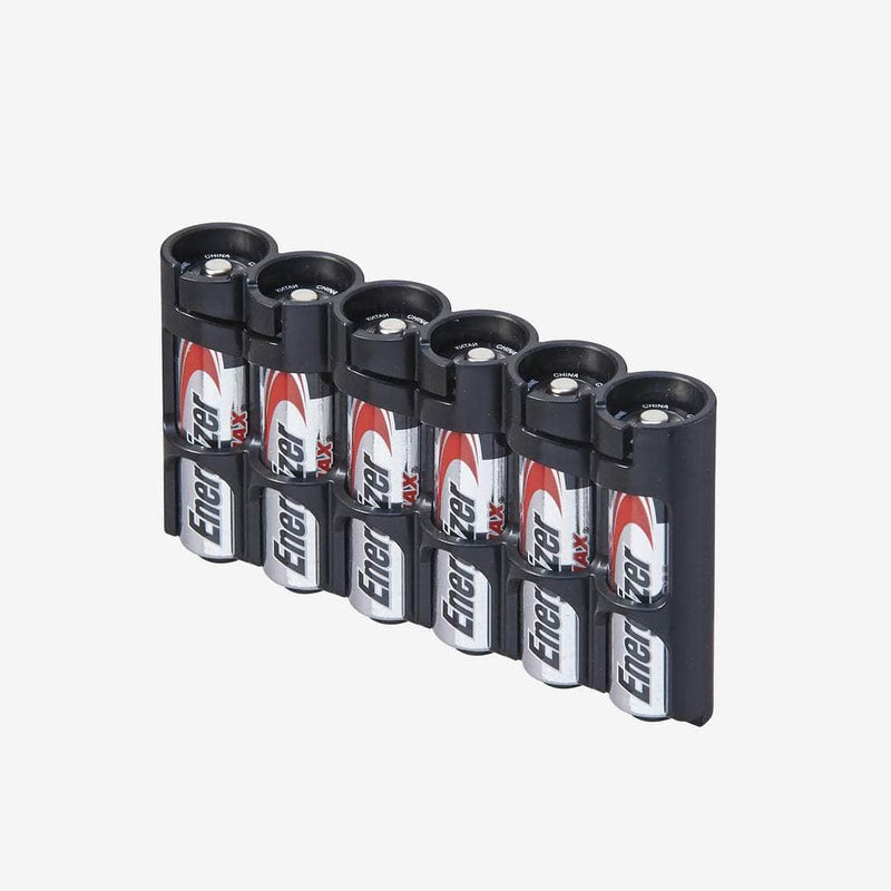 Storacell SlimLine AA 6-battery caddy in Tuxedo Black